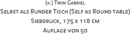 (e.) Twin Gabriel
Selbst als Runder Tisch (Self as Round table) 
Siebdruck, 175 x 118 cm
Auflage von 50

